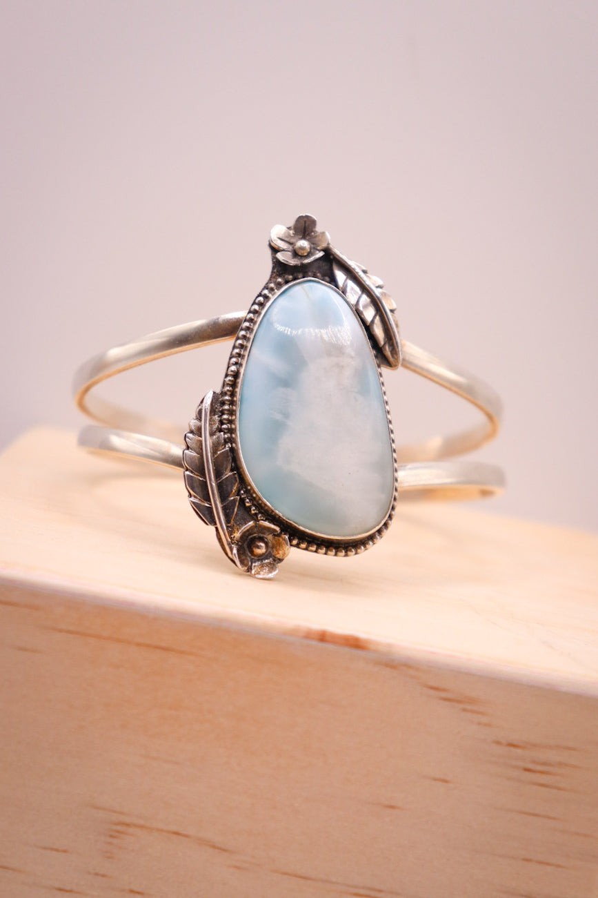 Larimar Floral Cuff Bracelet