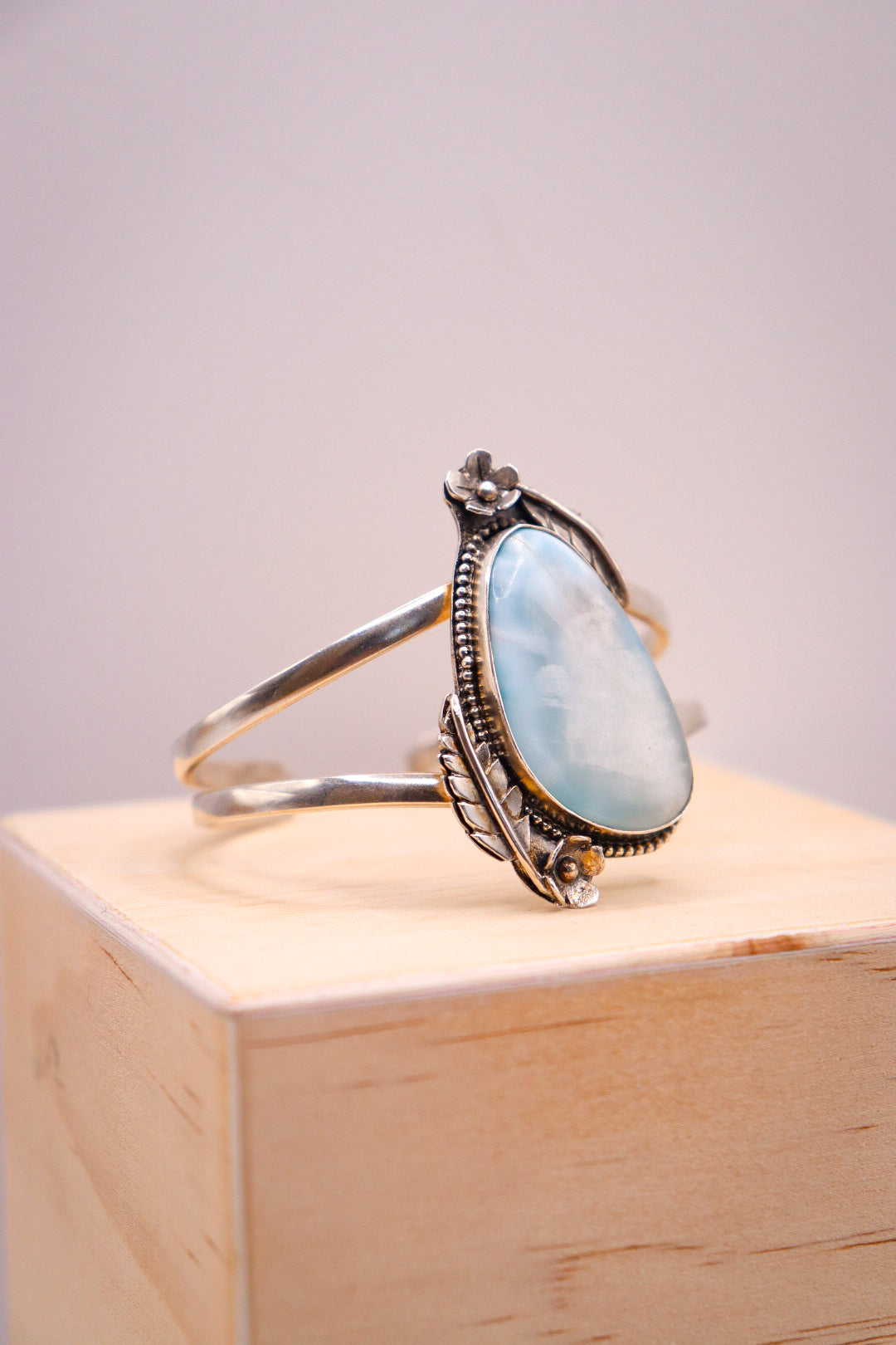 Larimar Floral Cuff Bracelet