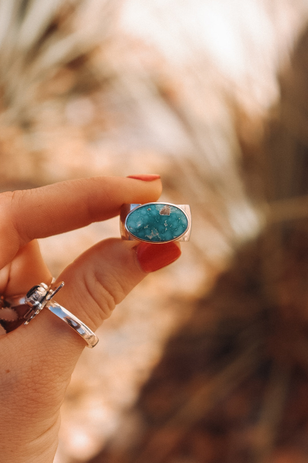 Horizontal White Water Turquoise Ring no.1