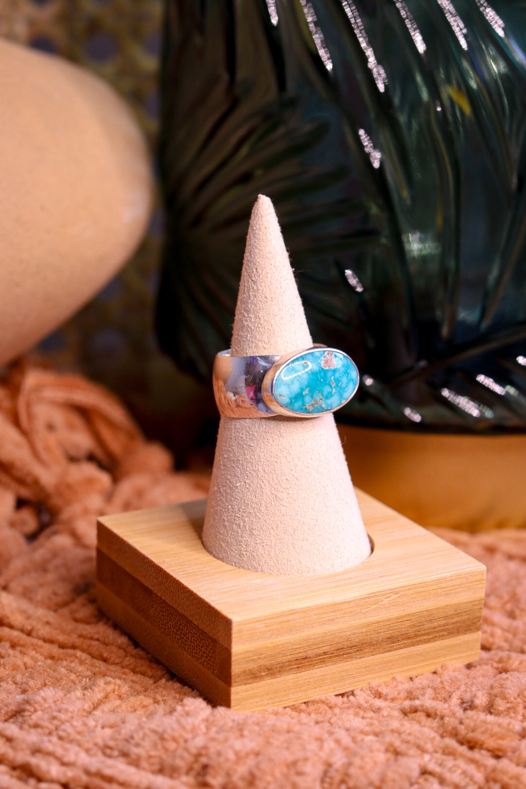 Horizontal White Water Turquoise Ring no.1