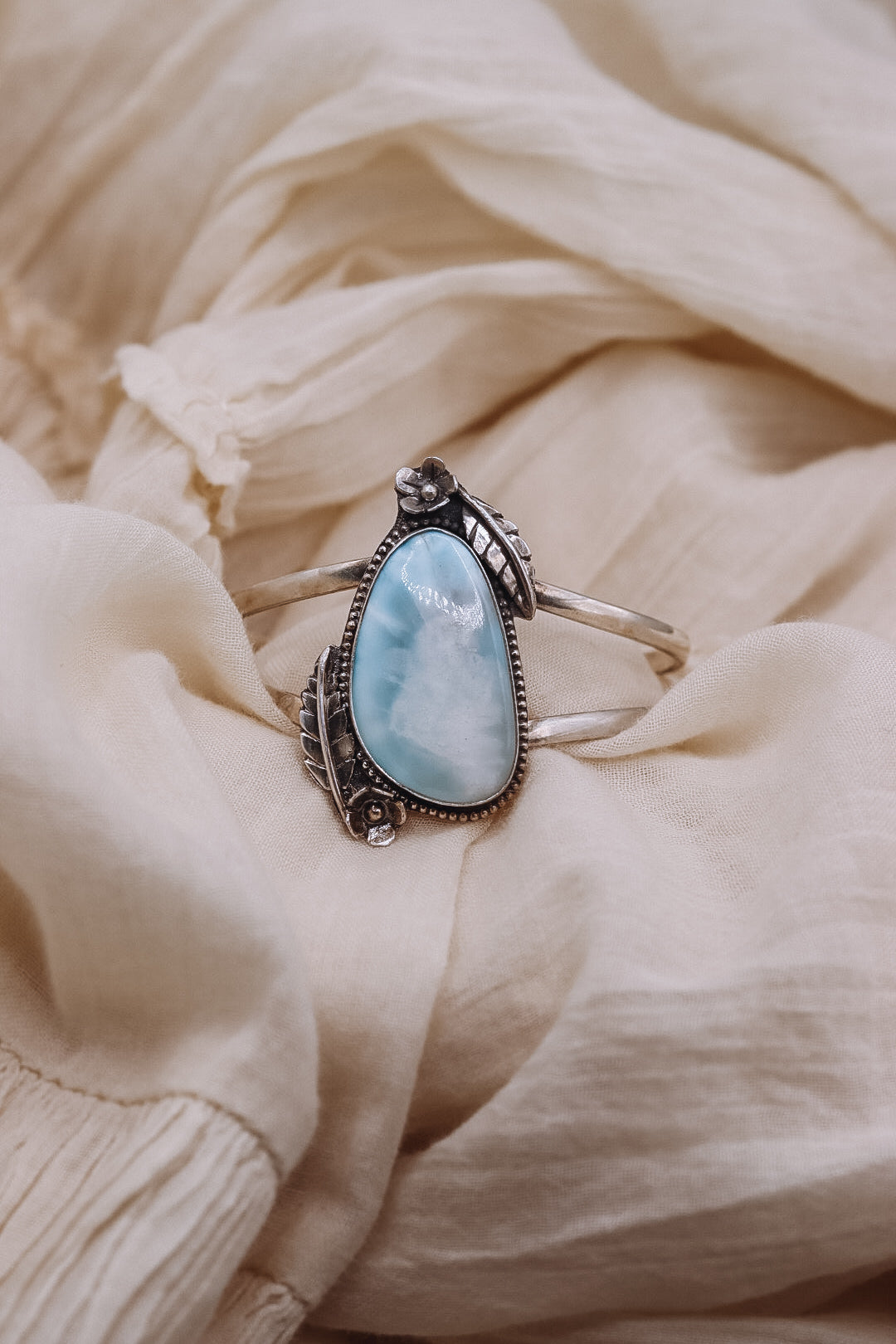 Larimar Floral Cuff Bracelet