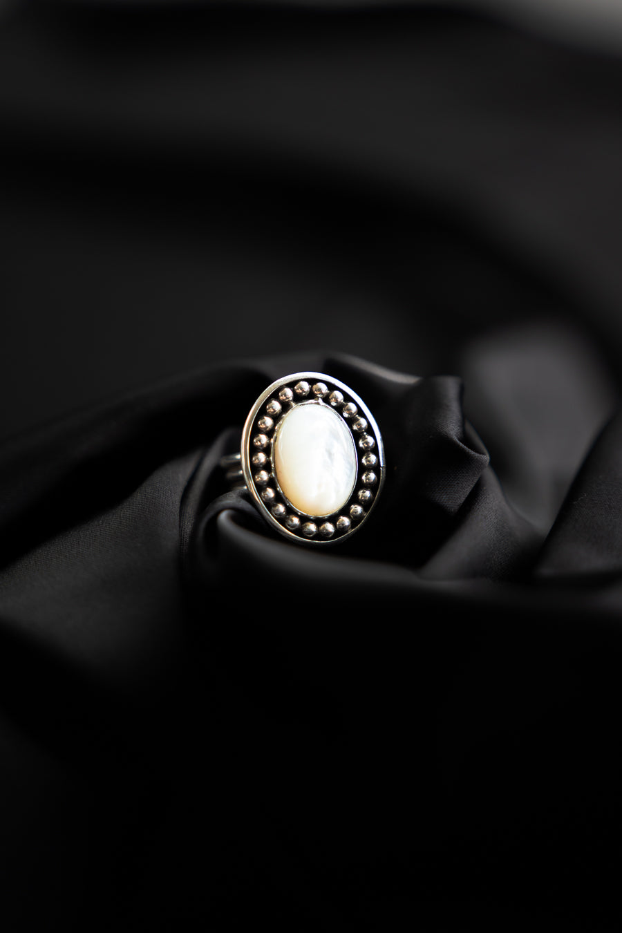 Midnight Mother of Pearl Ring